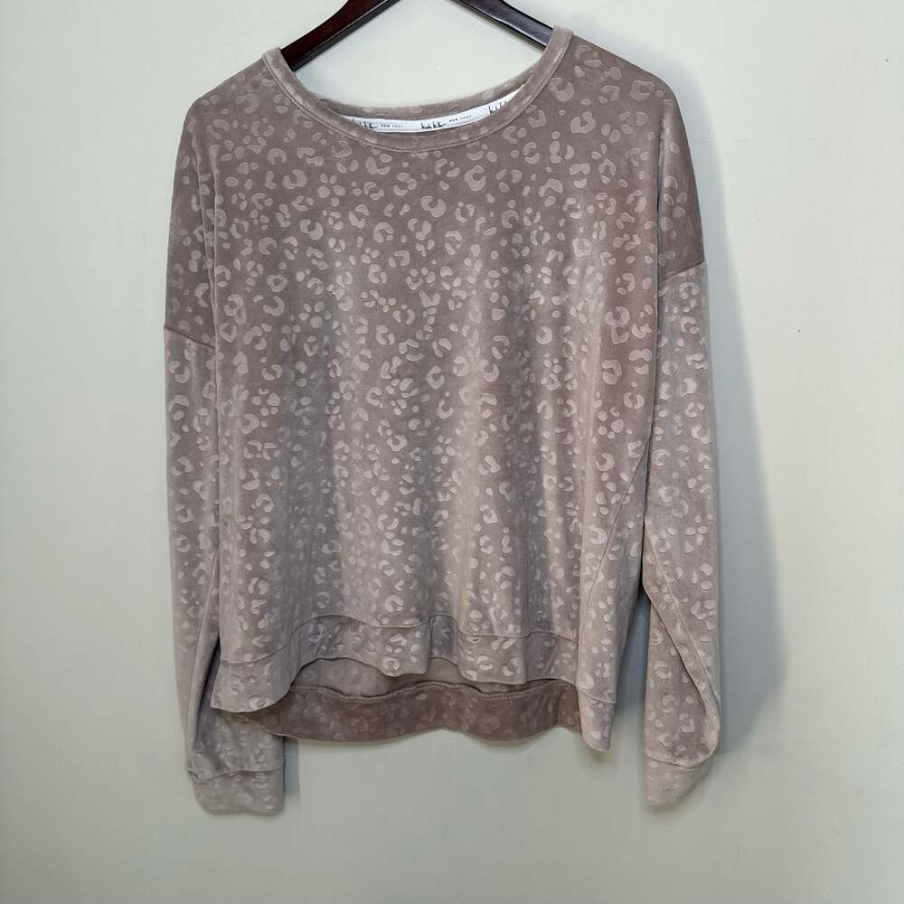 Nicole Miller New York Velour Leopard Print Crewneck Sweatshirt XL